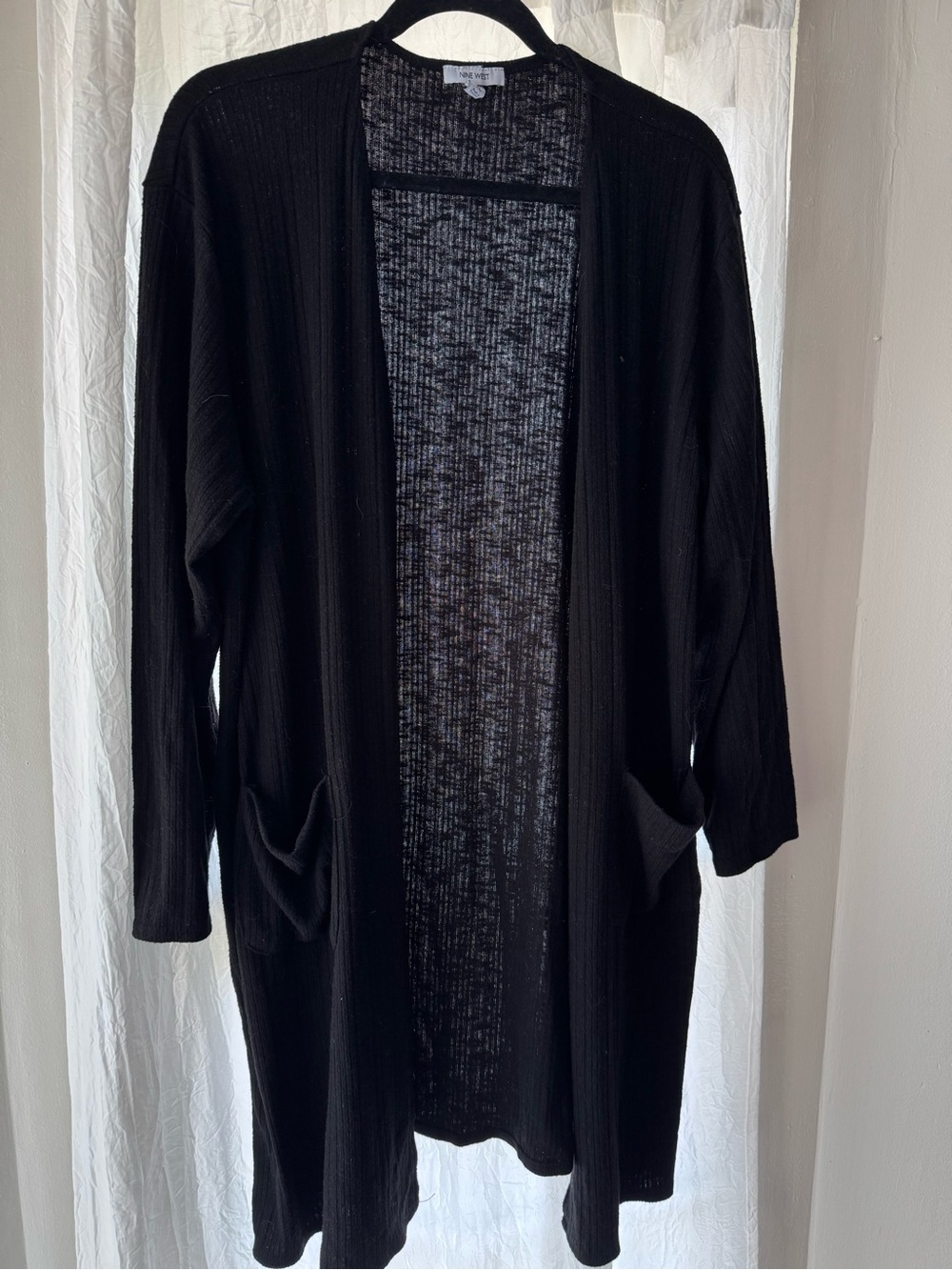 Nine West Black Open-Front Long Cardigan